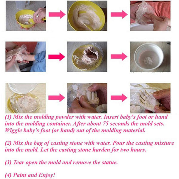 3D Baby Hand Foot Print Plaster Casting Kit