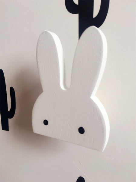 Cute bunny wooden clothes hook for kids room wall decorate