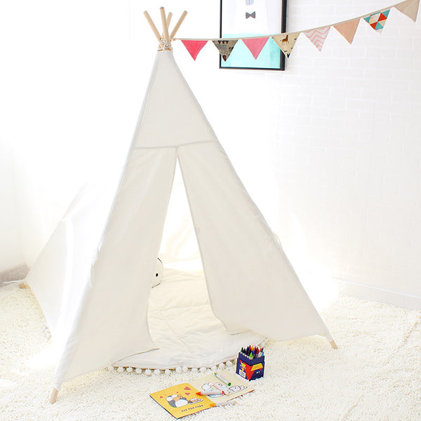 Four Poles Children  White Playhouse for Baby Room Tipi