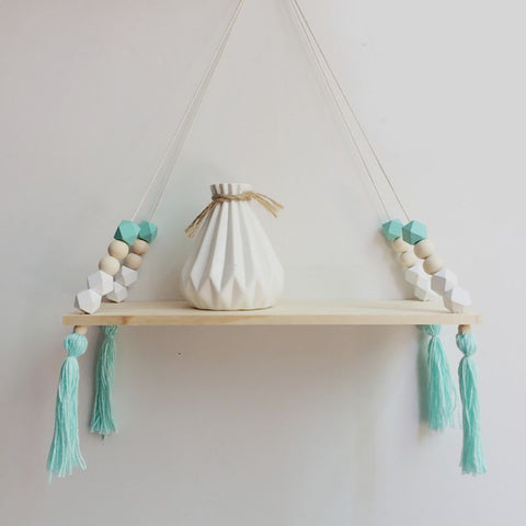 Nordic style wooden bead rack wall Shelf