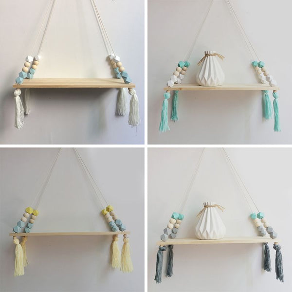 Nordic style wooden bead rack wall Shelf