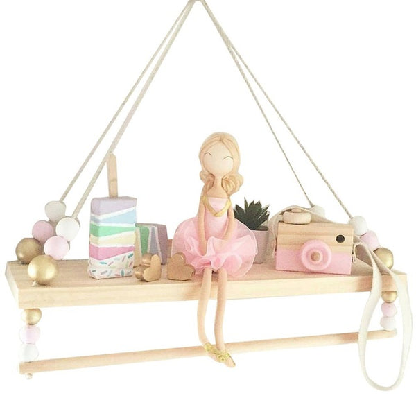 Nordic Style Colorful Wood Beads Shelves Wall