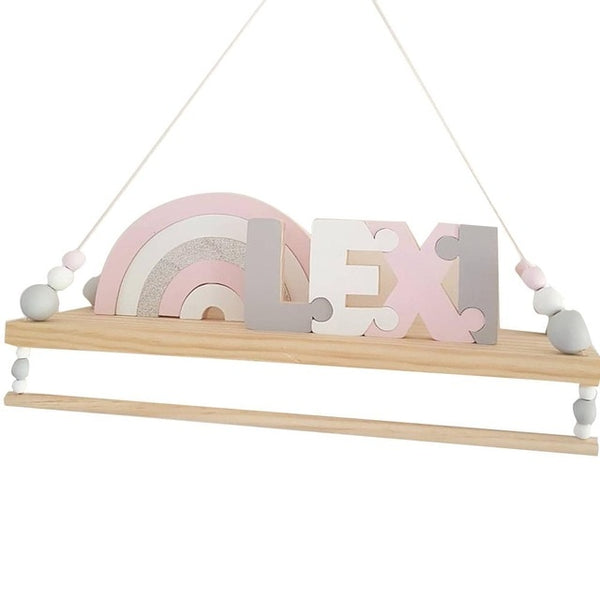 Nordic Style Colorful Wood Beads Shelves Wall