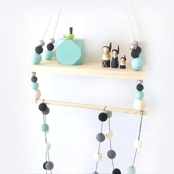 Nordic Style Colorful Wood Beads Shelves Wall