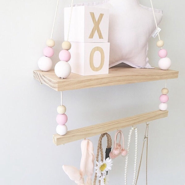 Nordic Style Colorful Wood Beads Shelves Wall