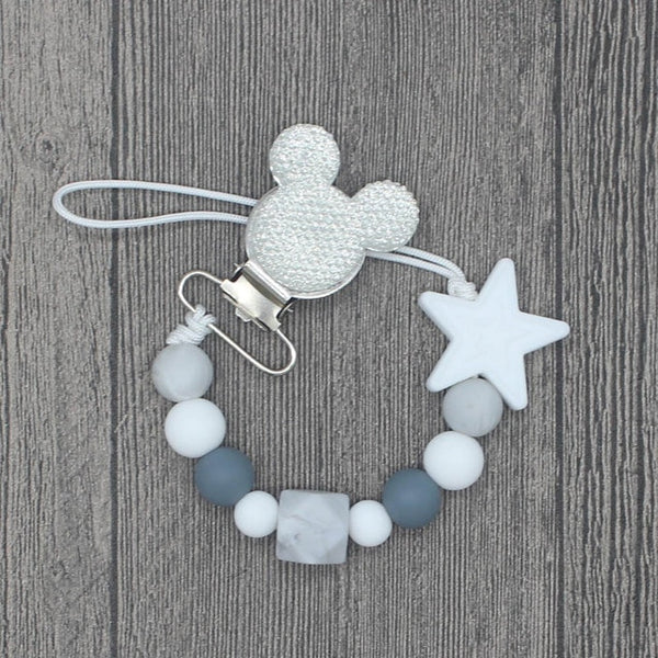 YOU FINALLY FOUND IT! a teething pacifier holder that is trendy, modern and safe for your baby