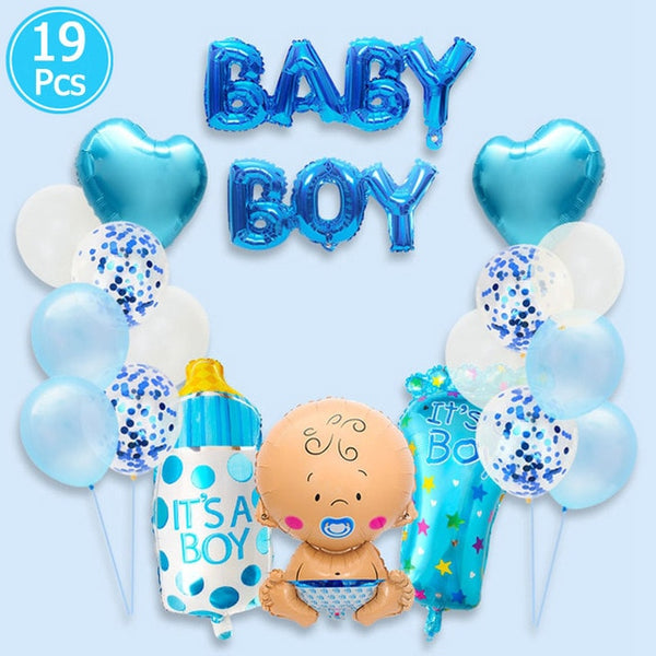 Baby Shower 19pc Foil Balloons Birthday Party Decorations Its A Boy Girl Gender Reveal