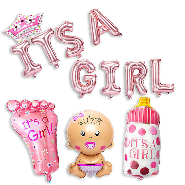 Baby Shower 19pc Foil Balloons Birthday Party Decorations Its A Boy Girl Gender Reveal
